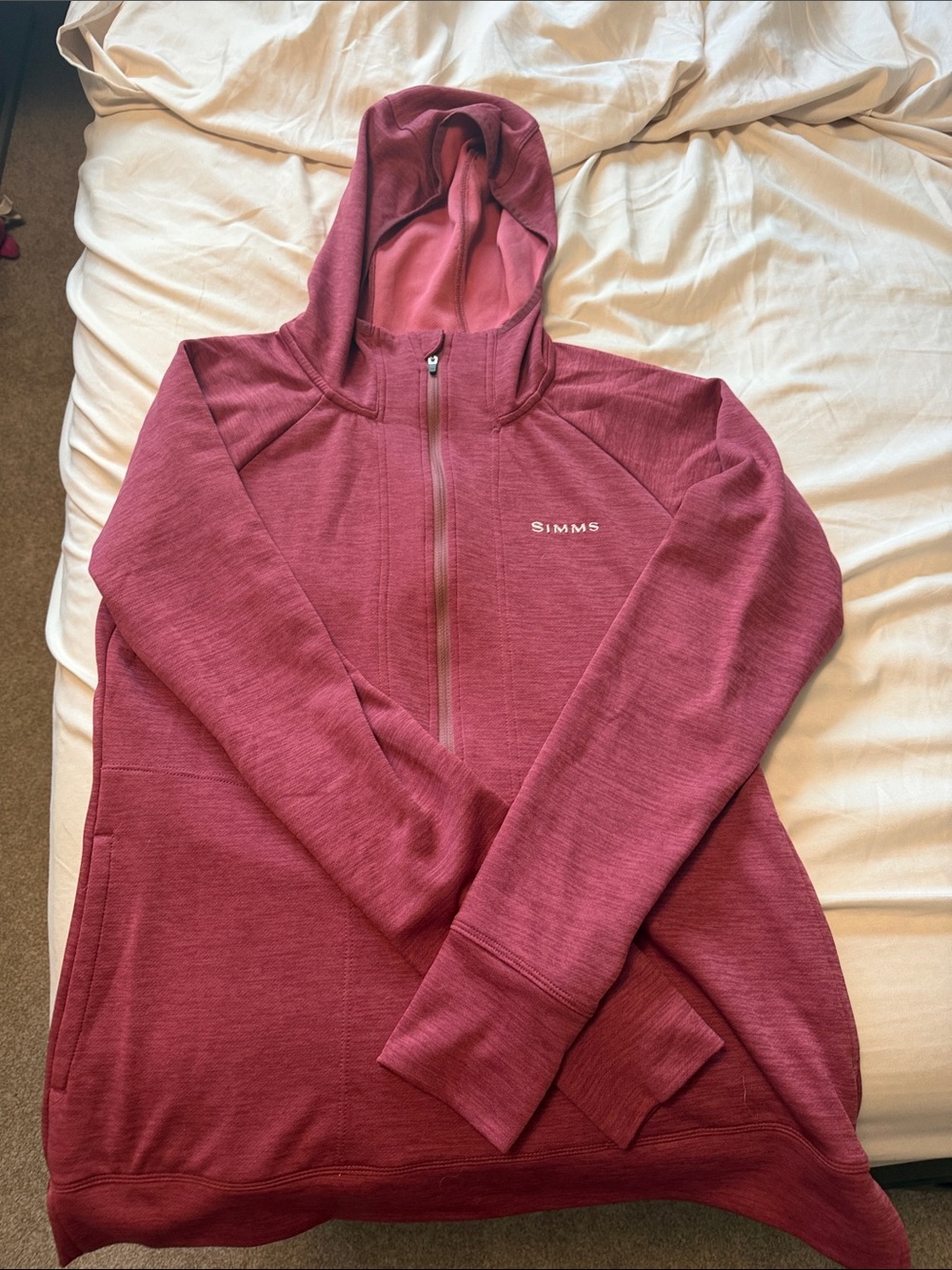 Simms Women's Maroon Hooded Zip Jacket